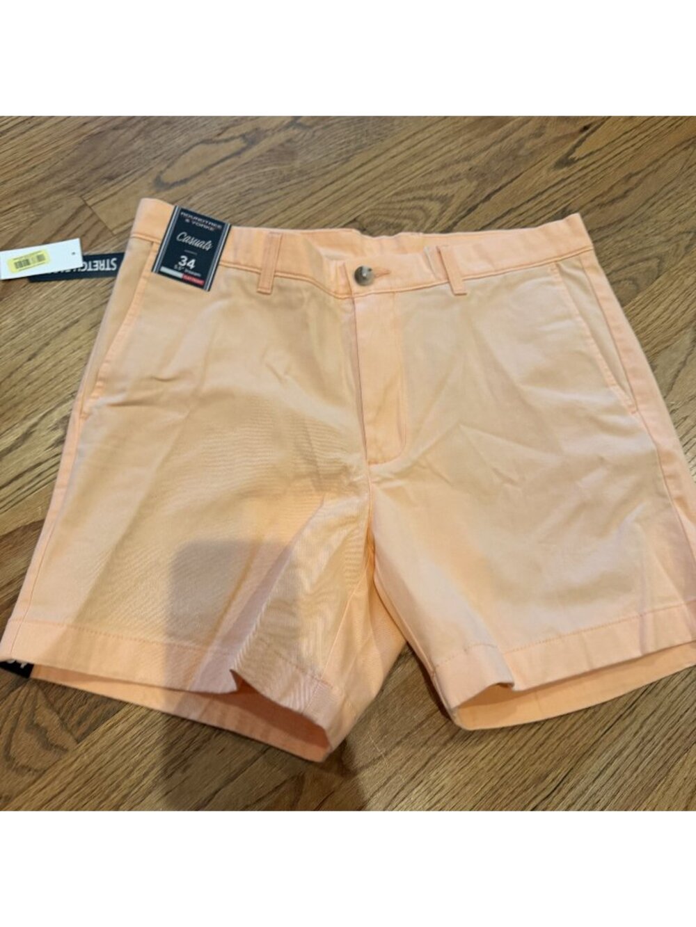 Roundtree & Yorke Casuals Mens Peach Size 34 Chino Shorts New